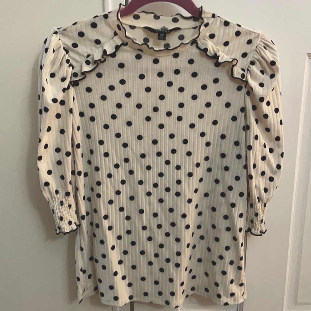 Issac Mizrahi vintage polka dot puff sleeve shirt